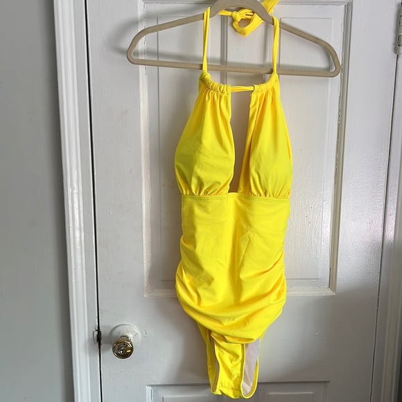 BRAND NEW, NEVER WORN SHEIN bright yellow one piece - Picture 1 of 2